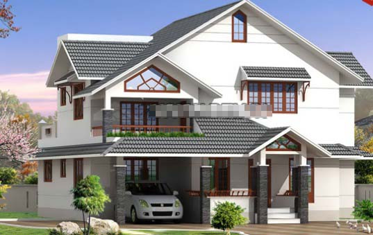 Biệt thự 2 tầng hiện đại phong cách bán cổ điển có garage xe hơi cho gia đình. Ảnh: Dti.