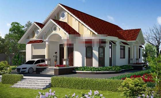 Những đường vòm cung uốn lượn giúp các khối tường nhà mềm mại hơn. Ảnh: Angcovat.