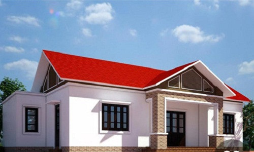 Thiết kế nhà cấp 4 đơn giản nhưng sang trọng với mái ngói đỏ tươi phù hợp với những gia đình trẻ ở nông thôn. Ảnh: Nhabinhduong.