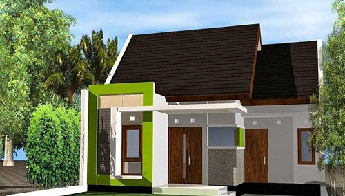 Màu xanh nổi bật trên nền tường trắng và mái nâu trầm. Ảnh: Nhabinhduong.