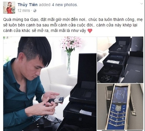 Đây là món quà mà Thủy Tiên dành tặng cho Công Vinh nhân dịp anh nhậm chức Quyền chủ tịch CLB bóng đá TP.HCM. Ảnh: Blogtamsu.