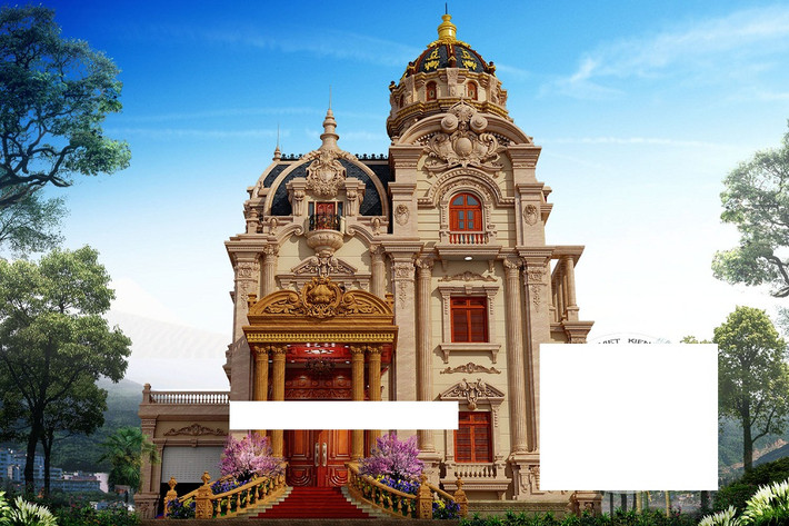 Thiết kế biệt thự quý phái, mang hơi hướng hoài cổ với gam màu chủ đạo nâu cà phê sữa và vàng ánh kim. Ảnh: Betaviet.