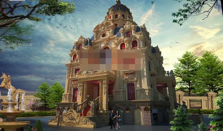 Biệt thự 3 tầng kiểu Pháp đồ sộ như lâu đài cổ kính. Ảnh: Thietkebietthucodien.