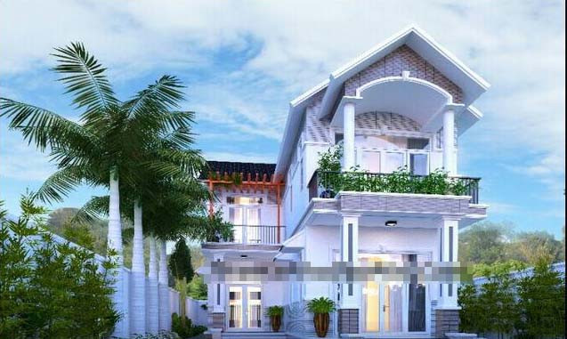 Mái ngói kiểu biệt thự phố 1 trệt 1 lầu mái thái đẹp thông thoáng. Ảnh: Thietkenhadepmoi.
