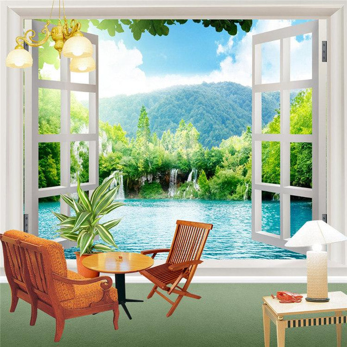 Vừa nhâm nhi ly cà phê vừa ngắm cảnh thác đổ ngay trong phòng khách thật là một điều không thể tuyệt vời hơn. Ảnh: Printest.