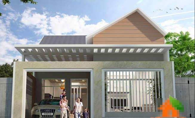 Thiết kế nhà cấp 4 mái tôn giả ngói với kiến trúc không quá cầu kỳ nhằm giảm tối đa chi phí đầu tư xây dựng. Ảnh: Maunhadepmoi.