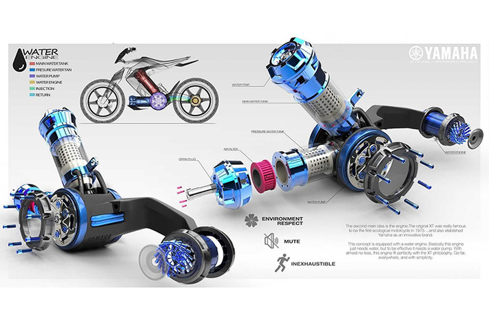 Sau 3 lần chỉnh sửa cùng vô số buổi họp cùng đội ngũ thiết kế của Yamaha, Lefebvre đã lựa chọn một thiết kế mà anh gọi là "Không thể cạn kiệt".