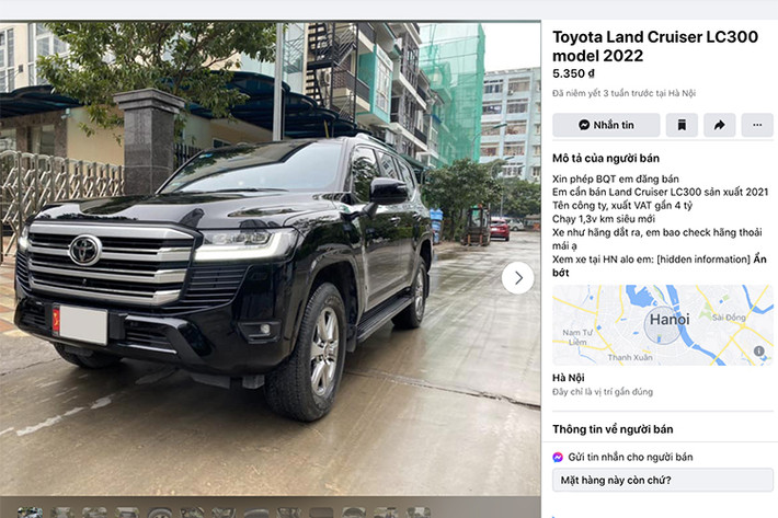 Sẽ không có gì đáng nói bởi đây là chiếc SUV “hàng hot” ở thời điểm hiện tại khi giá xe Toyota Land Cruiser LC 2022 chính hãng được niêm yết là 4,06 tỷ đồng – khách hàng phải mua “bia kèm lạc” tốn thêm khoảng 600-800 triệu để nhận được xe sớm hơn, như vậy tính thêm các chi phí để lăn bánh với biển số Hà Nội, giá trị chiếc xe vào khoảng 5,2 tỷ đồng.