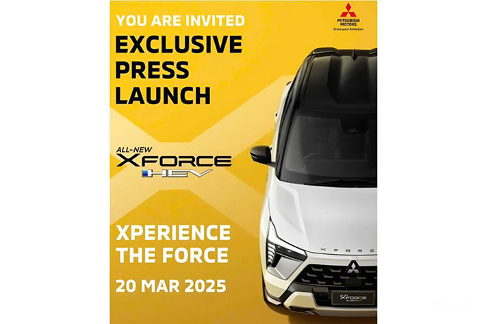 Trong thư mời ea mắt, hãng xe NHật BẢn đã đính kèm hình ảnh chính thức của Mitsubishi Xforce HEV 2025 mới và hé lộ một số thông tin đáng chú ý. Cụ thể, xe được cho là sẽ ra mắt trước thời điểm diễn ra Triển lãm ôtô Bangkok 2025 (BIMS).