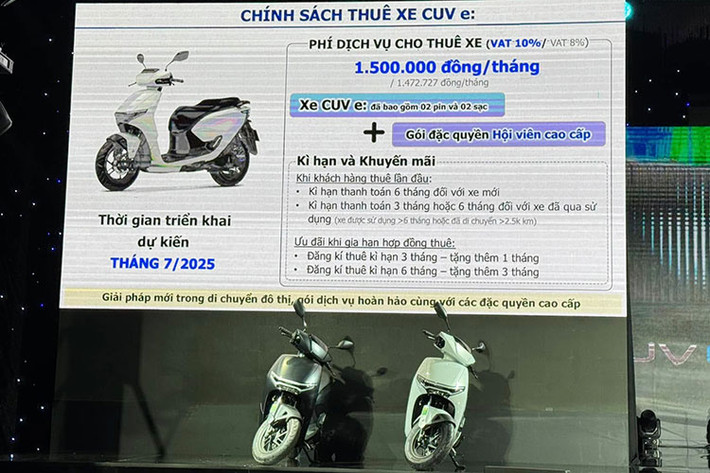 Xe được trang bị môtơ điện ở bánh sau công suất 8 mã lực tại 3.500 vòng/phút, mô-men xoắn 22 Nm tại 2.300 vòng/phút. Xe trang bị hai pin lithium-ion đặt dưới yên và có thể tháo rời, mỗi pin có dung lượng 29,4 Ah và nặng 10,2 kg. Ba chế độ lái, gồm Econ (tiết kiệm), Standard (tiêu chuẩn), Sport (thể thao).