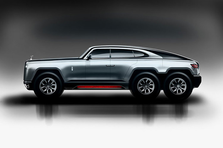 Mọi thứ khủng khiếp nhất chỉ đến từ việc nhìn bên hông xe, lúc này, chiếc xe siêu sang Rolls-Royce Phantom giờ đây đã có chiều cao khủng và được trang bị đến 6 bánh xe rất ấn tượng, ước tính la-zăng của xe phải từ kích thước 20 inch trở lên. Cửa tự sát vẫn được giữ lại nhưng để thuận tiện cho việc lên xuống xe, một bậc cửa mới đã được trang bị.