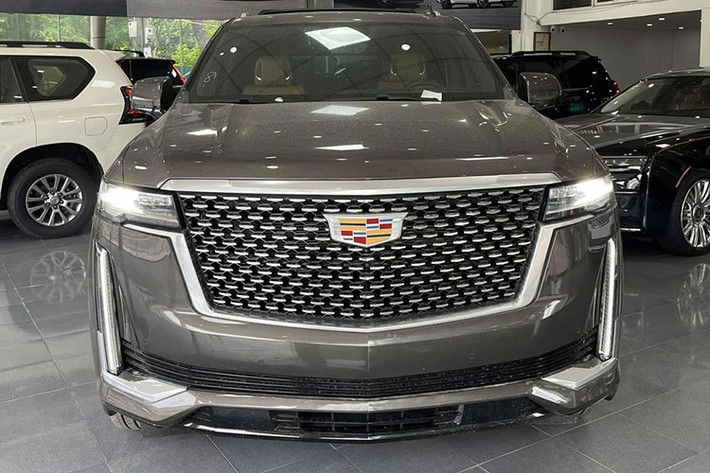 Những điểm mới được bắt gặp trên Cadillac Escalade thế hệ mới là bộ đèn pha LED thiết kế lại sử dụng 2 bóng cỡ lớn với điểm nhấn là tích hợp đèn xi-nhan và phía dưới cùng là dải đèn LED cá tính dựng dọc. Khác với kiểu lưới tản nhiệt thanh ngang được mạ crôm bóng loáng, thế hệ thứ 5 của dòng xe này có thiết kế ma trận đẹp mắt.