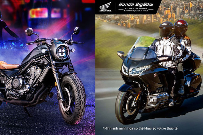 Honda Việt Nam vừa chính thức công bố phiên bản mới 2022 cho hai mẫu xe phân khối lớn đang bán chính hãng tại Việt Nam gồm Honda Rebel 500 và Gold Wing với điểm mới ở tùy chọn màu sắc, trong khi đó trang bị và giá bán của xe không có thay đổi nào mới.