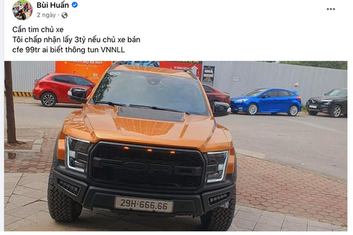 Bài đăng tìm mua xe Ford Ranger biển "ngũ quý 6" với mức giá lên tới 3 tỷ đồng này của Huấn "hoa hồng" đã thu hút 17 nghìn lượt likes, cùng gần 1 nghìn lượt tương tác khác kèm theo đó là hơn 660 bình luận.