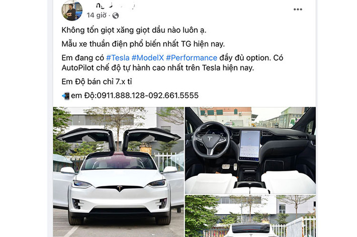 Theo phía người chào bán xe thì đây là chiếc Tesla Model X phiên bản Performance, mức chào bán khoảng hơn 7 tỷ đồng tại Hà Nội. Performance là một trong tổng cộng 11 phiên bản của Model X, cũng là phiên bản mạnh thứ 2 khi được Tesla tung ra thị trường toàn cầu.