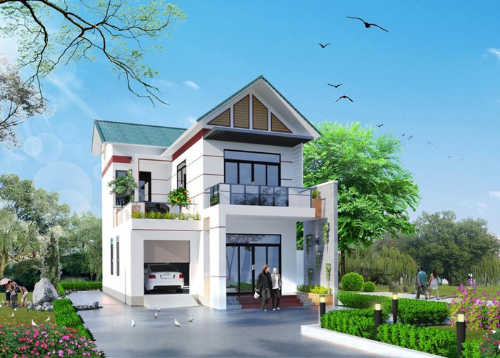 Nhà 2 tầng có sân vườn mang đến không gian sống xanh mát, cải thiện chất lượng cuộc sống. Sân vườn có thể tận dụng tổ chưc tiệc nướng, khu vui chơi...Ảnh: Shome