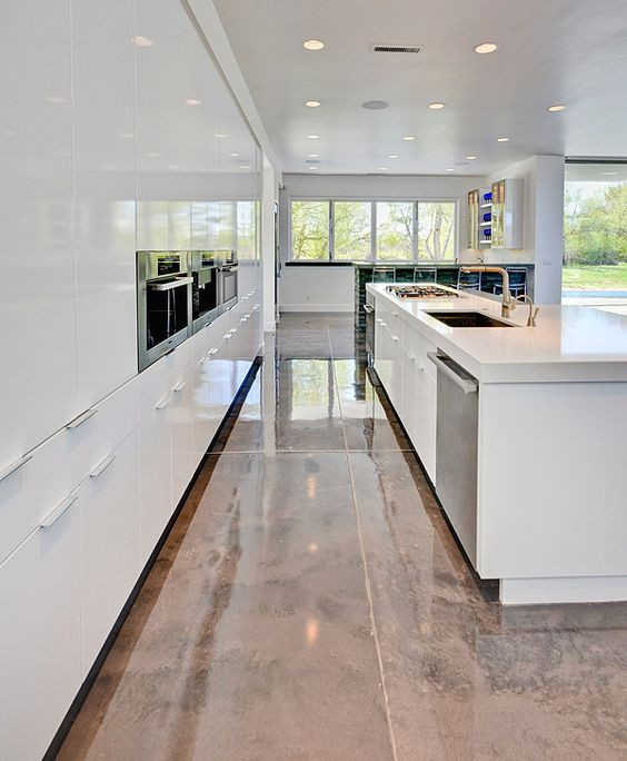 Sàn epoxy đẹp trang nhã trong không gian nhà bếp.