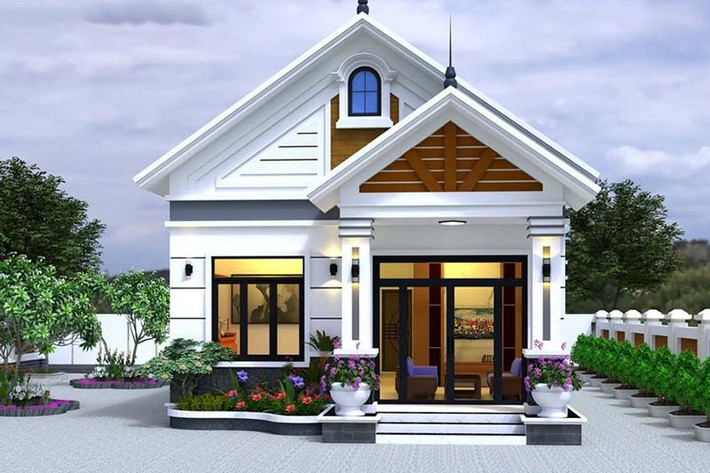 Nhà cấp 4 mái Thái sở hữu khuôn viên đẹp mắt với sân vườn trồng nhiều cây xanh và hoa. Ảnh: Xaydunghungthinh
