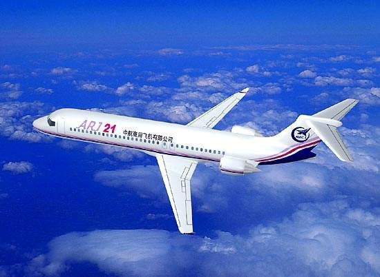 Dòng máy bay ARJ21 có sức chứa 78 - 97 hành khách, tầm bay khoảng 2.225 - 3.700km và được sử dụng chủ yếu cho các chặng bay ngắn. Ảnh: Aerospace