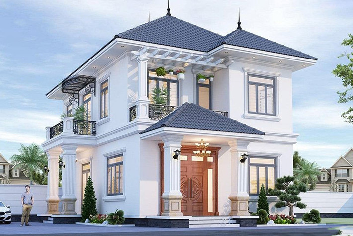 Mẫu nhà mái Nhật 2 tầng 4 phòng ngủ phù hợp với những gia đình đông người. Thiết kế tập trung vào việc tạo ra các phòng ngủ riêng biệt, đảm bảo sự riêng tư. Ảnh: Shome