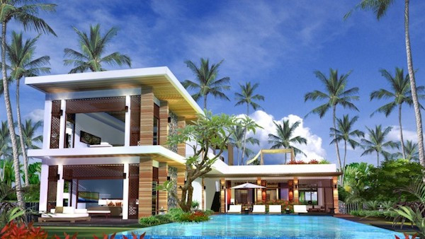 Biệt thự 2 tầng chữ L mái bằng tiện nghi như một khu nghỉ dưỡng. Ảnh: Kientrucsuvietnam.