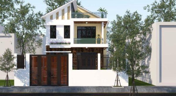 Nhà mái lệch thiết kế khá đơn giản nhưng vẫn mang đến sự bắt mắt với bố cục hợp lý, cân đối. Ảnh: Vtkong.