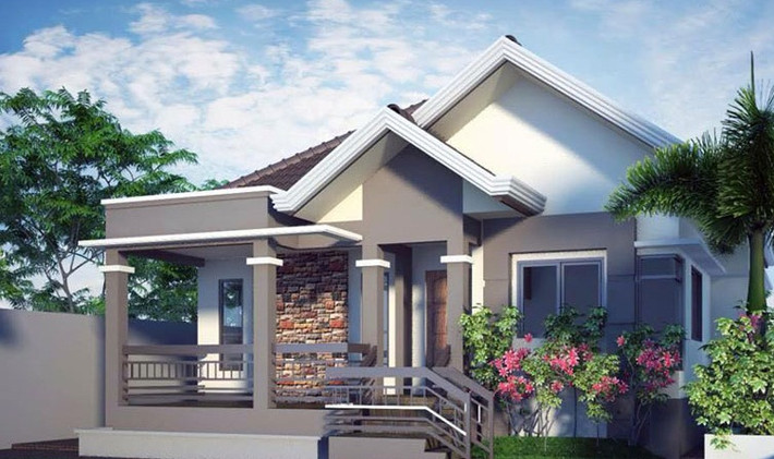 Ngôi nhà theo phong cách hiện đại có sân vườn bao quanh. Ảnh: Ytuongnhadep.