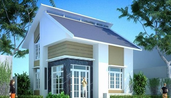 Nhà cấp 4 gác lửng 50m2 gồm 2 phòng ngủ và 1 phòng thờ. Ảnh: Thietkenhadepmoi.