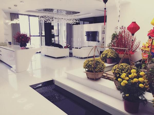 Tông màu chủ yếu được Ngọc Trinh lựa chọn trong nhà mình là màu trắng, điểm nhấn bằng tông màu đen đối lập.