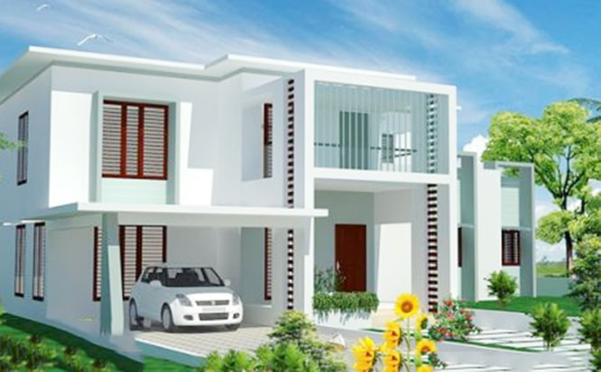 Nhà 2 tầng mái bằng đẹp tinh khôi, kiến trúc tối giản, đường nét thiết kế khỏe khoắn. Ảnh: Xuhuongnhadep.