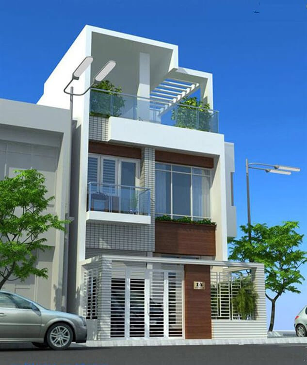  Mẫu nhà ống mái bằng có thiết kết sân thượng thoáng đãng, rộng rãi. Ảnh: Ddsdehouse.