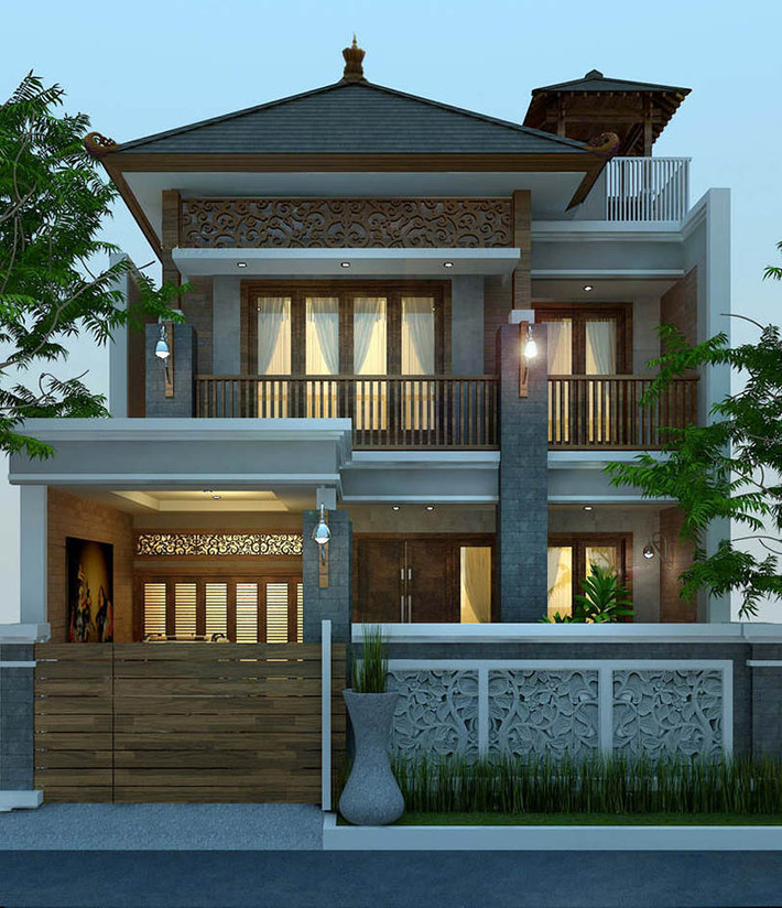 Biệt thự phố 2 tầng kết hợp kiến trúc hiện đại và nét kiến trúc truyền thống Á Đông mang lại cái nhìn mới lạ. Ảnh: Arcviet.