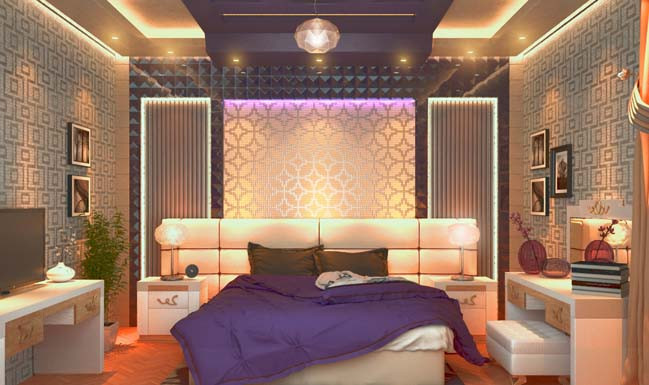 Phòng ngủ giản dị đến từ nội thất gỗ và tông màu trung tính. Ảnh: Ahmed Eldakrory.