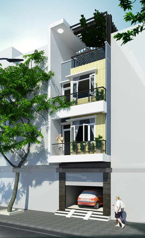 Sự kết hợp giữa cầu thang và giếng trời giải quyết được vấn đề thông thoáng. Ảnh: Nhadepvn.