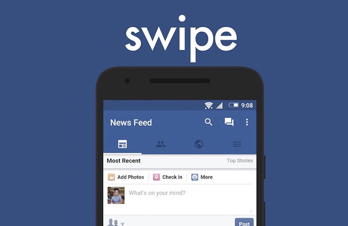 Swipe for Facebook là ứng dụng có giao diện như phiên bản Facebook thường nhưng có dung lượng ít hơn. Do đó, đây sẽ là cách tiết kiệm 3G và dung lượng pin hữu hiệu. Ảnh: Android Community.