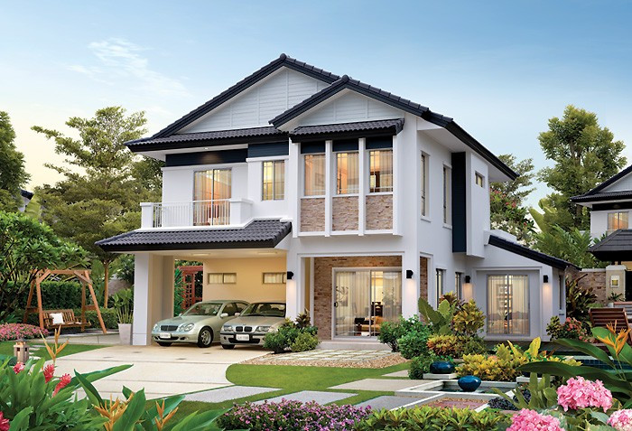 Biệt thự hiện đại 2 tầng mái thái dễ bố trí nội thất, chi phí thiết kế và xây dựng thấp hơn biệt thự cổ điển. Ảnh: Thanglongarc.