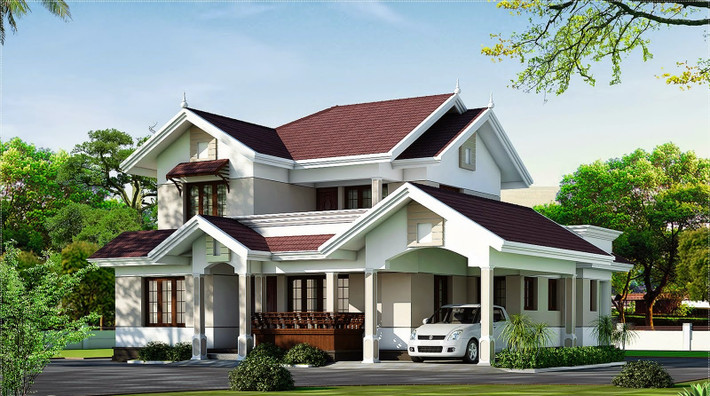 Với việc ứng dụng thiết kế mái thái, ngôi nhà trở nên bề thế và oai phong hơn. Ảnh: Angcovat.