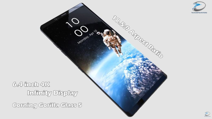Trong ảnh, Galaxy Note 8 có thiết kế tương tự Galaxy S8 nhưng kích thước lớn hơn. Đi kèm với đó là chiếc bút S Pen cải tiến.