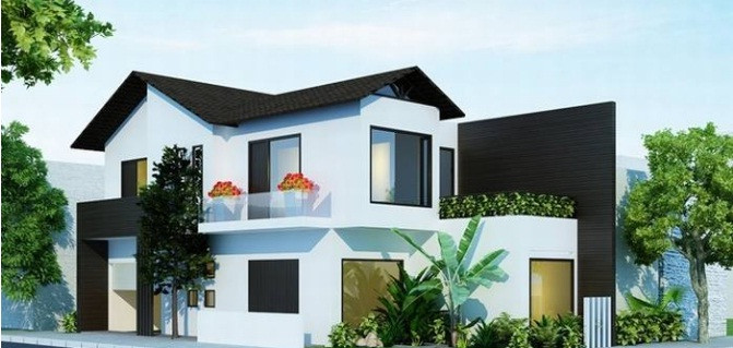 Biệt thự phố 2 tầng phong cách Nhật kết hợp nét đẹp Á Đông. Ảnh: Thietkenhadepmoi.