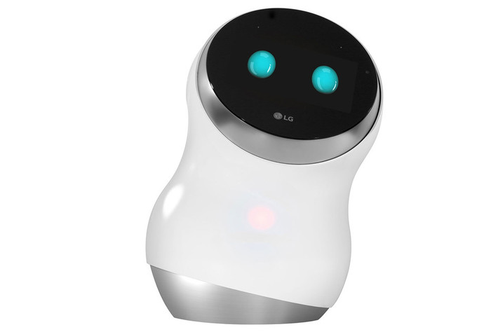 Robot Hub của hãng LG có dáng vẻ thân thiện. Nó không thể di chuyển được nhưng có thể phối hợp với Alexa của Amazon để thông báo cho chủ nhân các thông tin về thời tiết, bật hiệu lệnh chơi nhạc...Ảnh: Mirror.