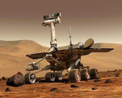 Robot tự hành Spirit miệt mài khám phá trên sao Hỏa. Ảnh: NASA.