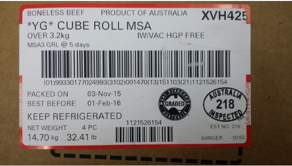 Do đó, khi mua người dùng lưu ý đến chứng nhận MSA (viết tắt của cụm từ Meat Standard of Australia). Nhìn vào nhãn mác này, người dùng có thịt bò Úc nhập khẩu đạt cấp 3 sao hay 5 sao. Thịt bò không đủ tiêu chuẩn sẽ không được cấp giấy chứng nhận MSA. Ảnh: Thucphamsachhd.