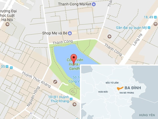 Doanh nghiệp đề xuất lấp 1 ha hồ Thành Công để xây nhà tái định cư. Ảnh: Thiên Sơn.