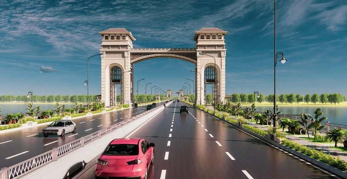 Trong 3 phương án kiến trúc của cầu Trần Hưng Đạo, Hội đồng tuyển chọn đã chấm điểm cao nhất cho phương án 3 - phương án kiến trúc mang phong cách Đông Dương. Ảnh: Ban QLDA.
