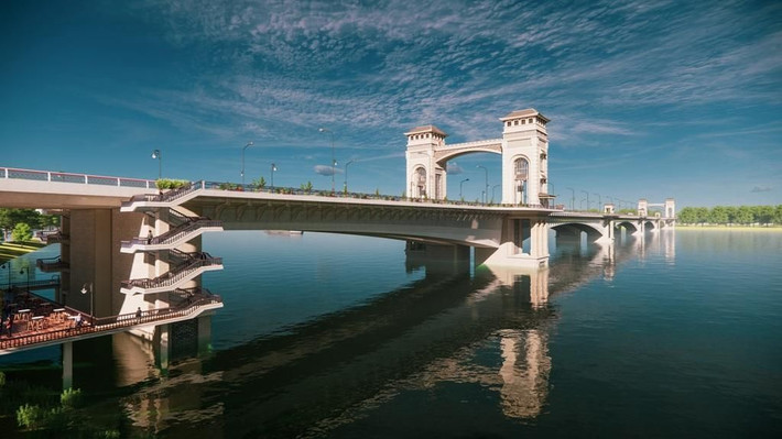 Cây cầu mang dáng vẻ cổ điển, thơ mộng, là sự gợi nhớ về vẻ đẹp cổ kính, nét xưa cũ về một xứ sở đầy màu sắc và sinh động mà Hà Nội là thủ phủ - xứ Đông Dương. Ảnh: Ban QLDA.