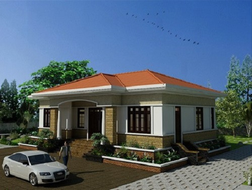 Thông thường, kiểu nhà mái thái 1 tầng có thêm tầng lửng hoặc tầng trệt để tạo nên điểm nhấn. Ảnh: Lao động