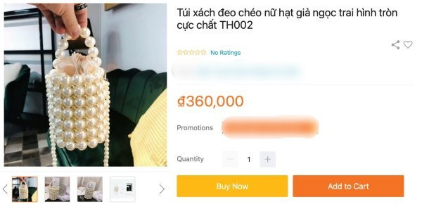 Tại Việt Nam, trên một số sàn thương mại điện tử và chợ mạng mẫu túi này được bán với nhiều mức giá khác nhau. Ảnh chụp màn hình
