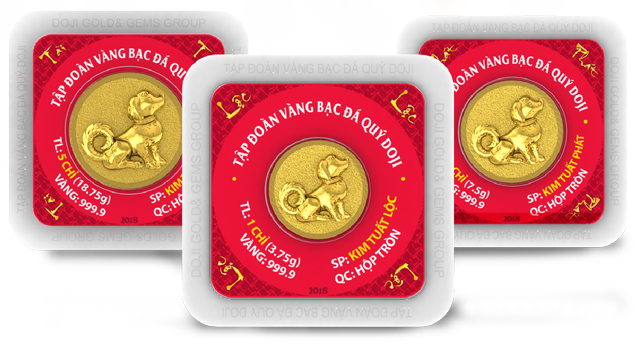 Trong đó có đồng vàng Kim Tuất Chiêu Tài với hình ảnh chú chó bông ngộ nghĩnh, đáng yêu mang đến sự ấm áp, tươi vui, hạnh phúc. Ảnh: Doji.