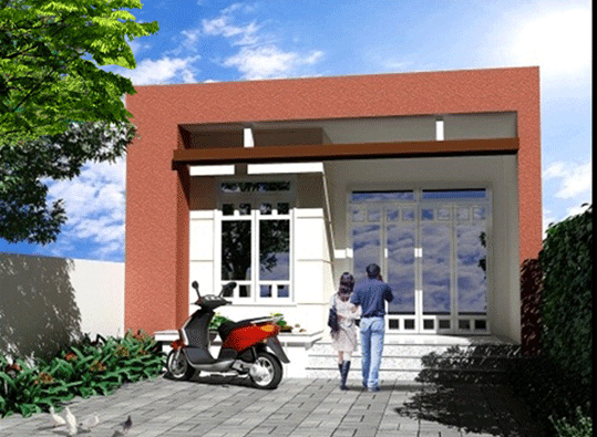 Thiết kế nhà cấp 4 có giếng trời ấn tượng với hình dáng vuông vắn, kiến trúc hiện đại, trẻ trung. Ảnh: Blogspot.