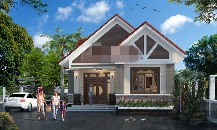 Nhà 1 tầng mái thái sử dụng kiến trúc hiện đại, các chi tiết gờ, phào chỉ trang trí nhẹ nhàng. Ảnh: Angcovat.
